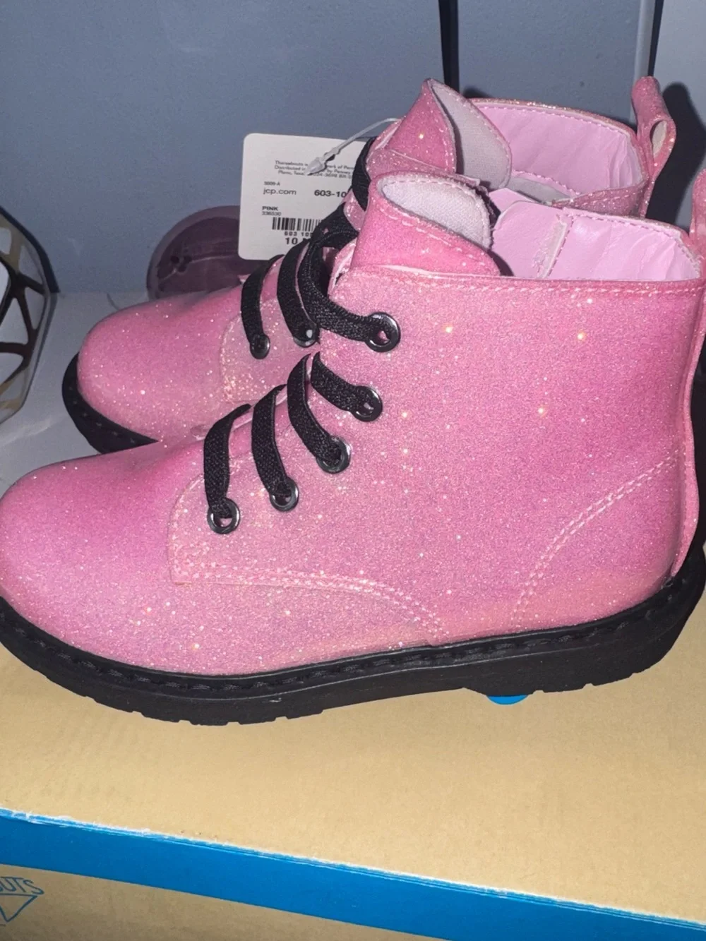 Sparkle Pink Kids Lace-Up Glitter Boots